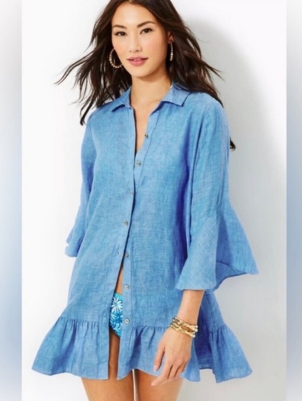 Lilly Pulitzer Linley Linen Cover-Up Dress Women’s Sz Large